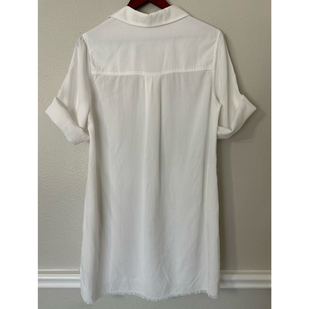 Cloth & Stone White Lyocell Frayed Hem Shirt Dress Size Medium - Picture 4 of 9